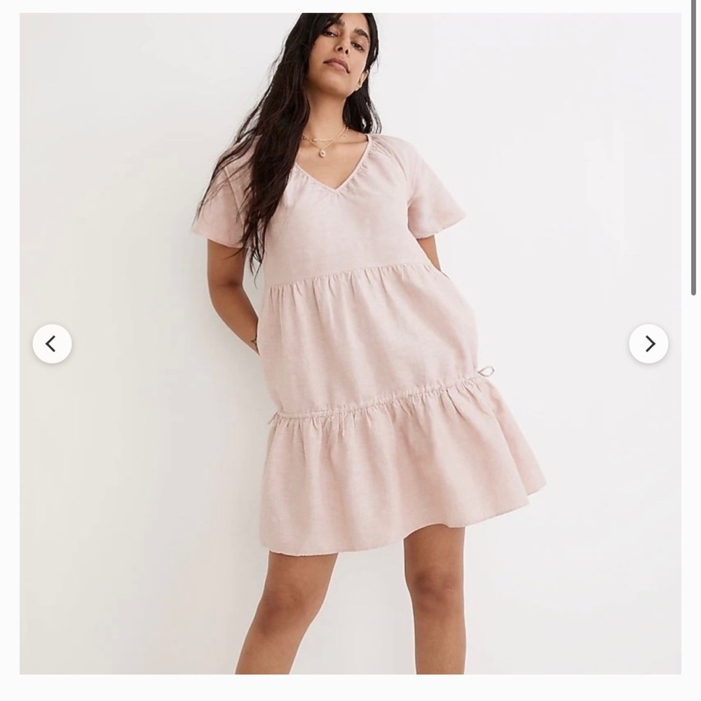Madewell Linen Blend, Lorelei Mini Dress in Blush Pink